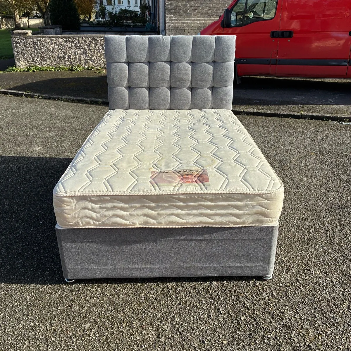 Grey 4ft Small Double Bed & Mattress - Image 4