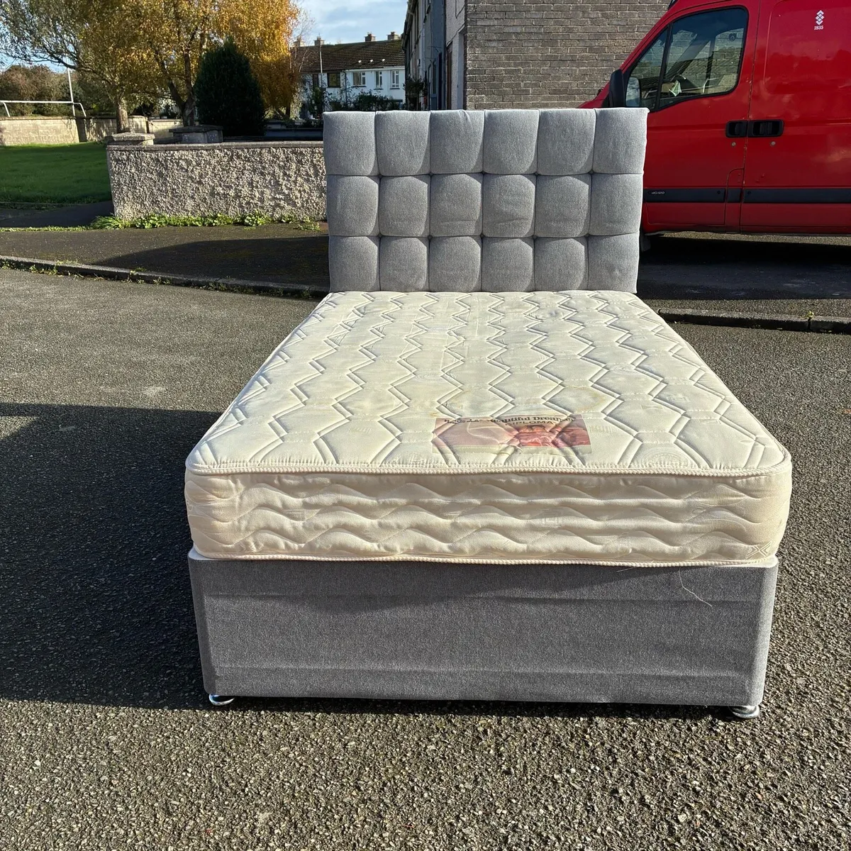Grey 4ft Small Double Bed & Mattress - Image 3