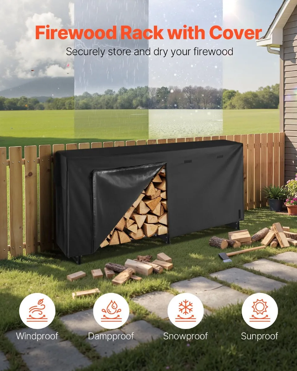 Firewood Rack with Waterproof Cover 257cm - Image 2