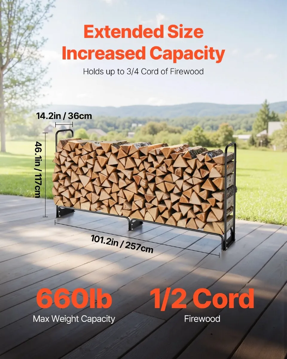 2.4m Firewood Rack with Waterproof Cover - Image 3