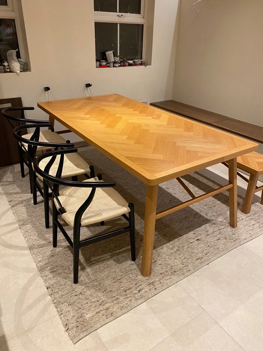 Dining room table, chairs and bench - Image 1