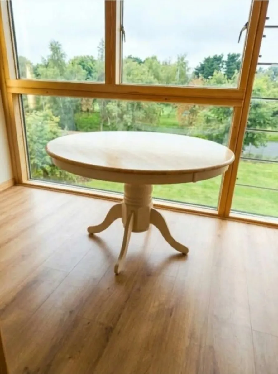 Solid Wood Dining Table with 4 Fabric Chairs - Image 2