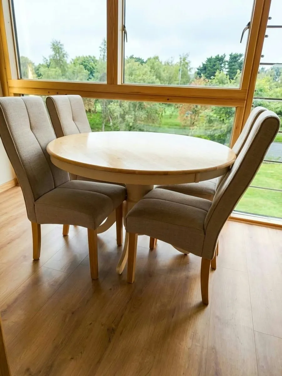 Solid Wood Dining Table with 4 Fabric Chairs - Image 1