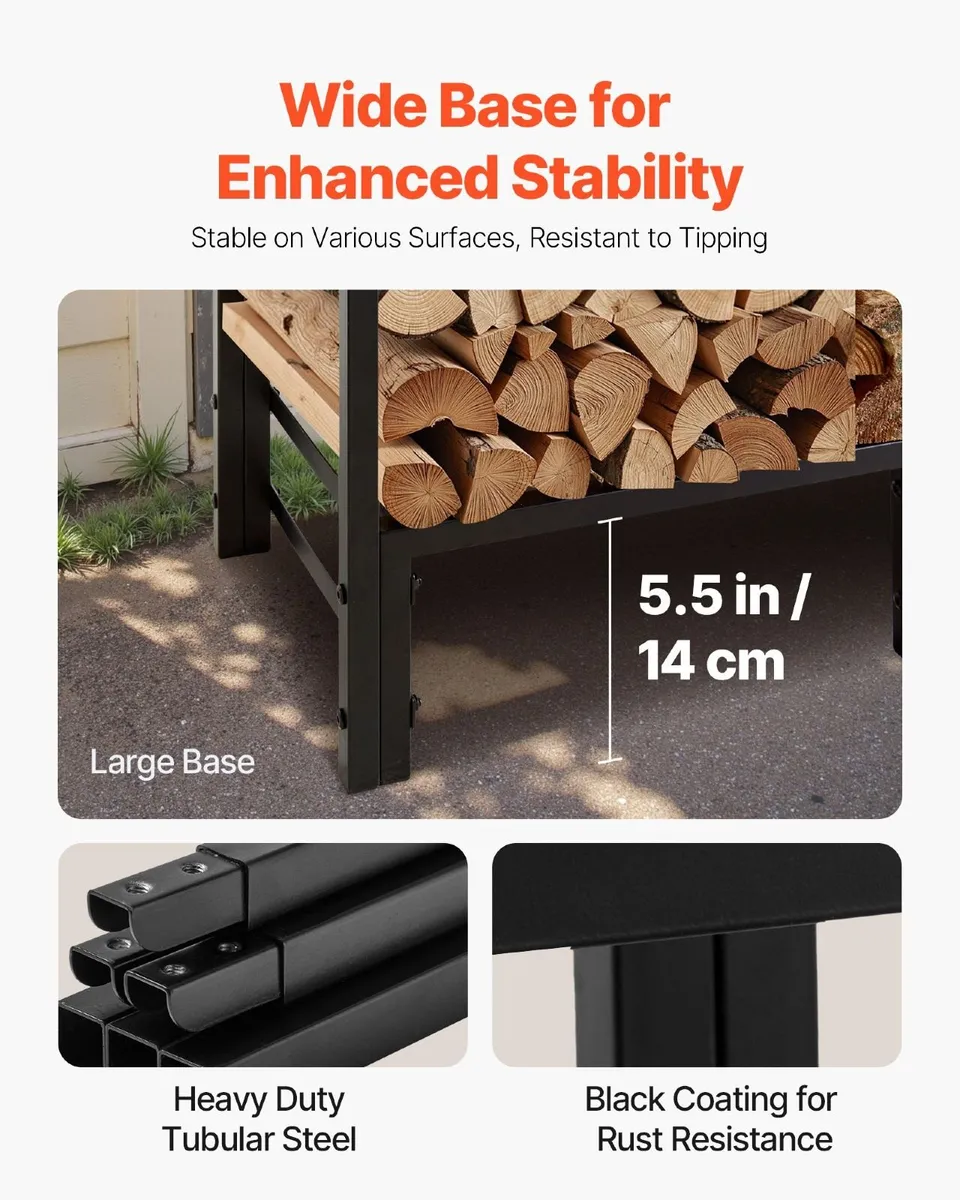 Firewood Rack with Waterproof Cover 122cm - Image 4