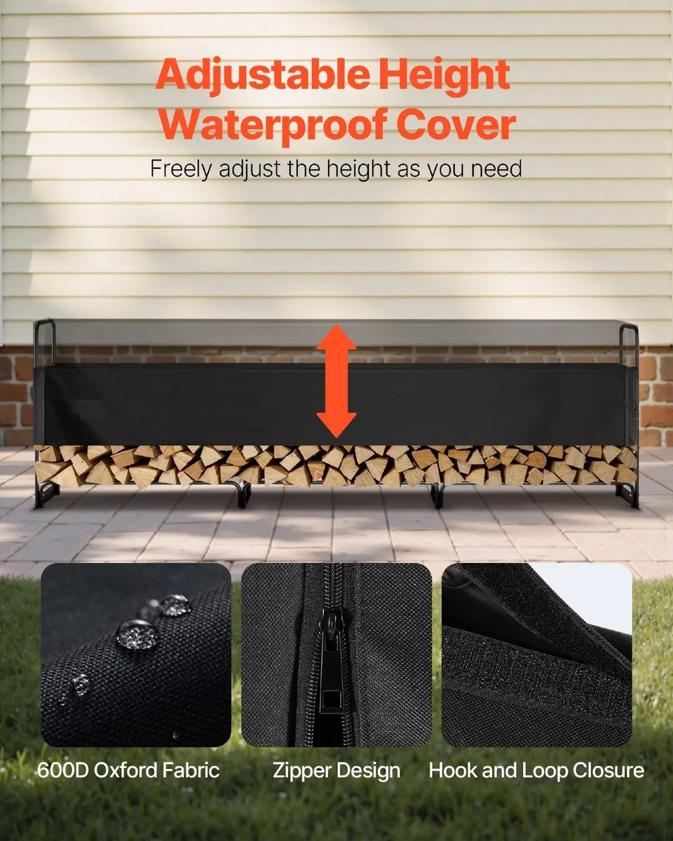 3.86m Firewood Rack with Waterproof Cover - Image 4