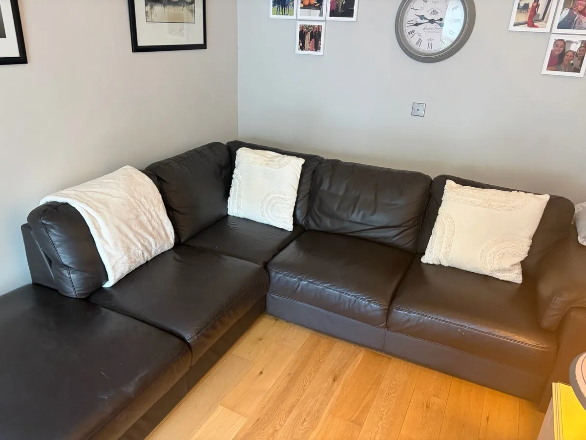 Dark Brown leather sofa - Image 4