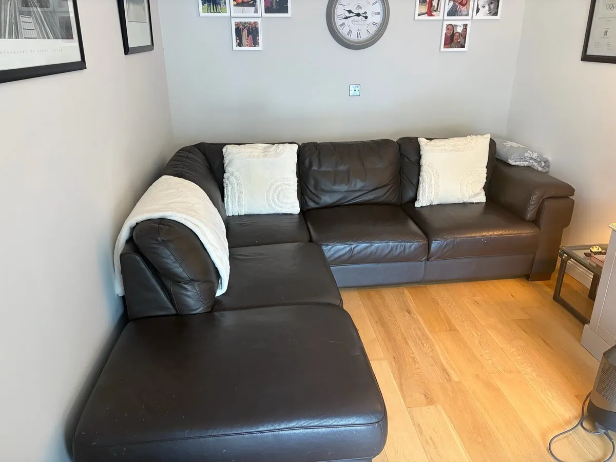 Dark Brown leather sofa - Image 2