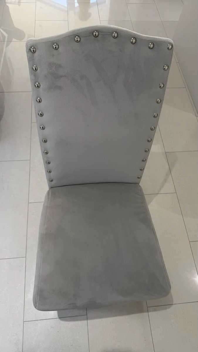Velvet dining room chairs (6) grey - Image 4