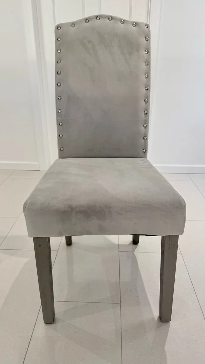 Velvet dining room chairs (6) grey - Image 1