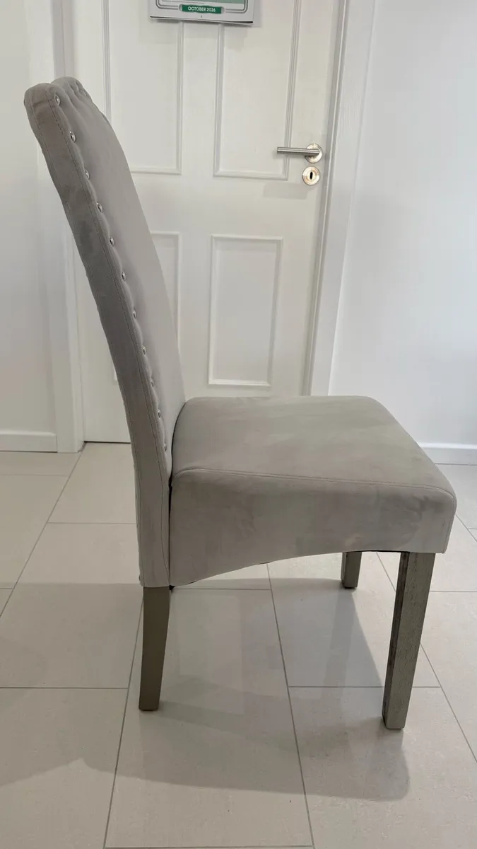 Velvet dining room chairs (6) grey - Image 2
