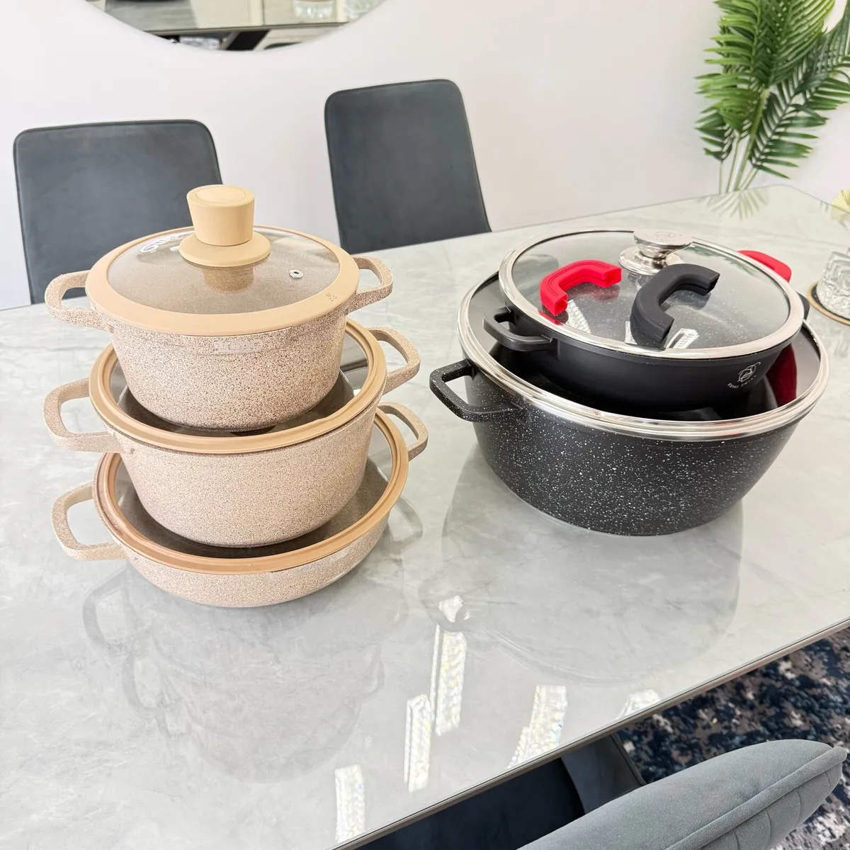 Nonstick Cookware Set with Marble Coating - Image 1