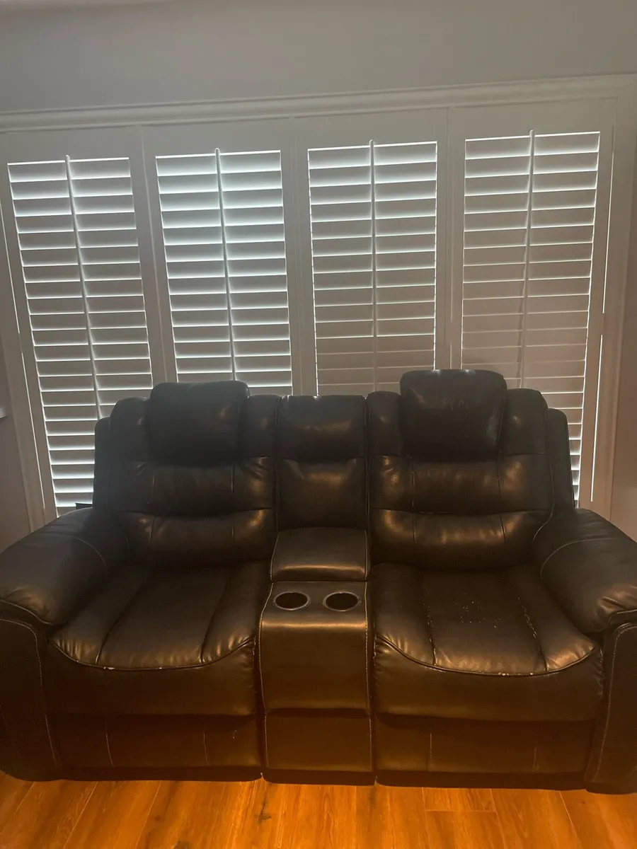 Black Leather Recliner Sofa - Image 3