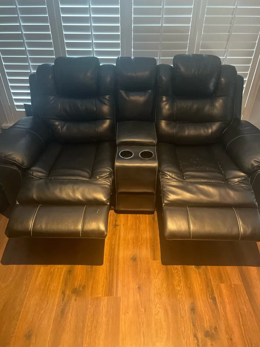 Black Leather Recliner Sofa - Image 1