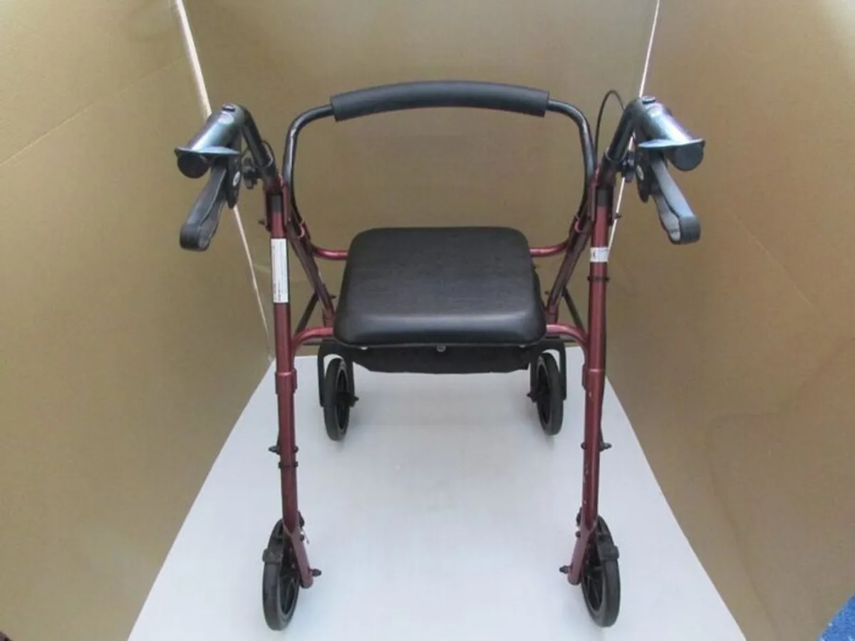 Red Mobility Rollator Walker + brakes - Image 2