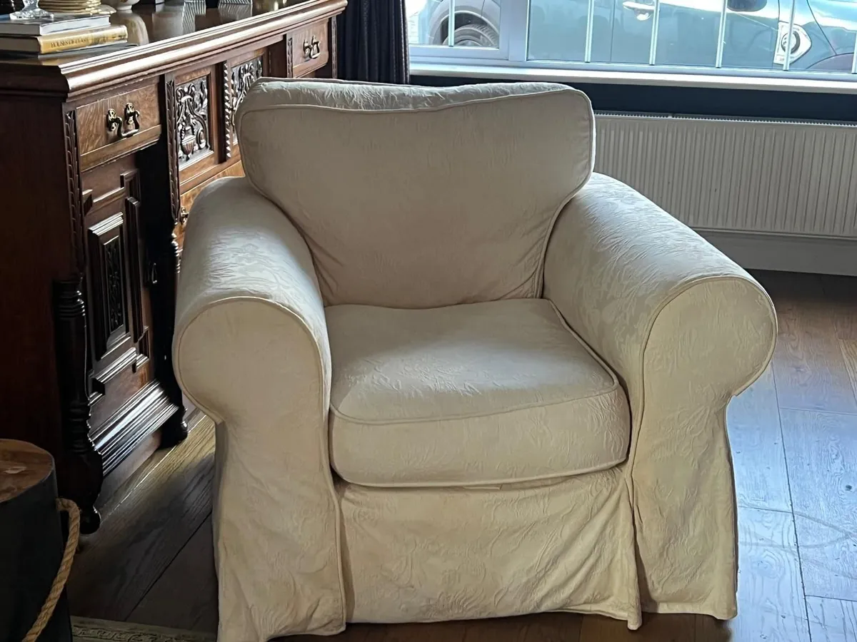 ​Cream Sofa & Matching Armchair Set – Excellent Co - Image 2