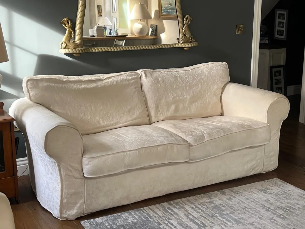 ​Cream Sofa & Matching Armchair Set – Excellent Co - Image 1