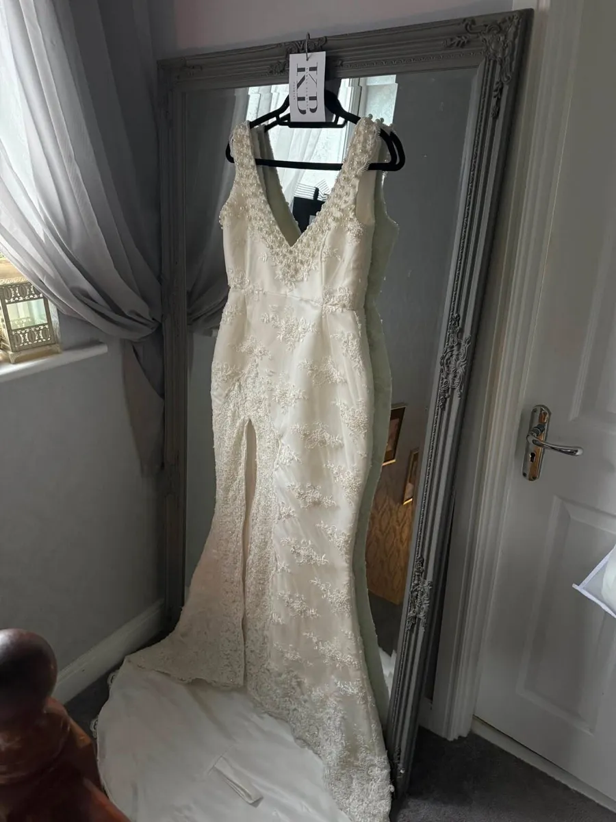 ivory lace and pearl embellished dress - Image 1