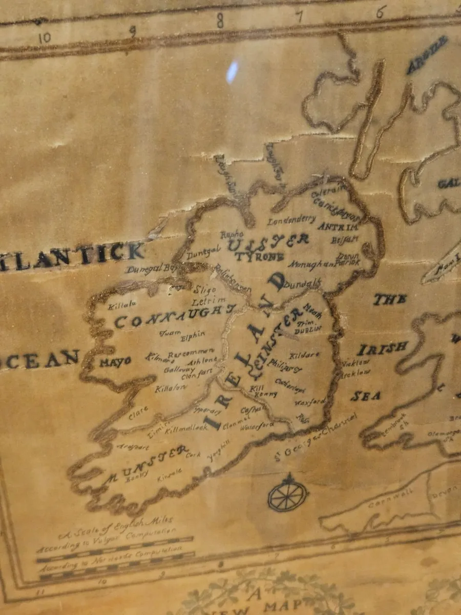 Vintage Map of Ireland 1880's on Silk - Image 2