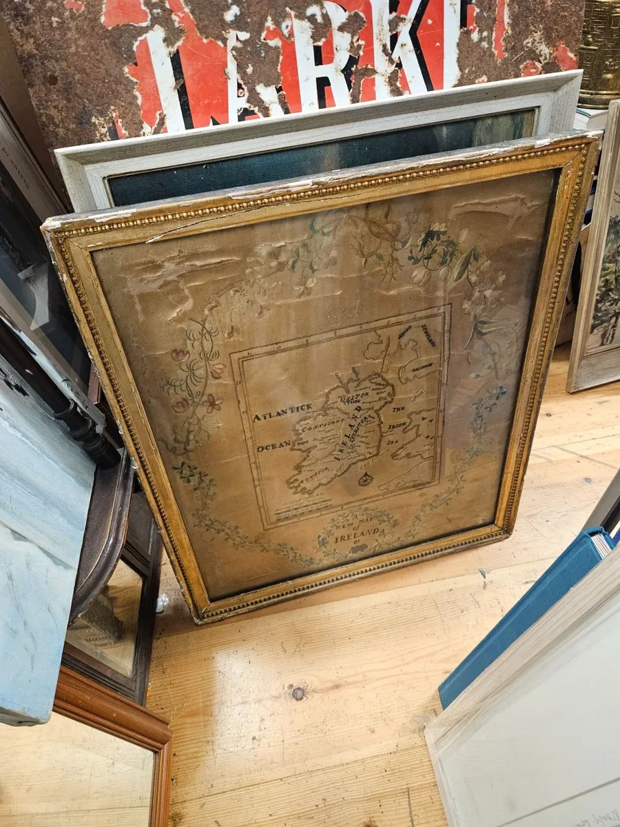 Vintage Map of Ireland 1880's on Silk - Image 1