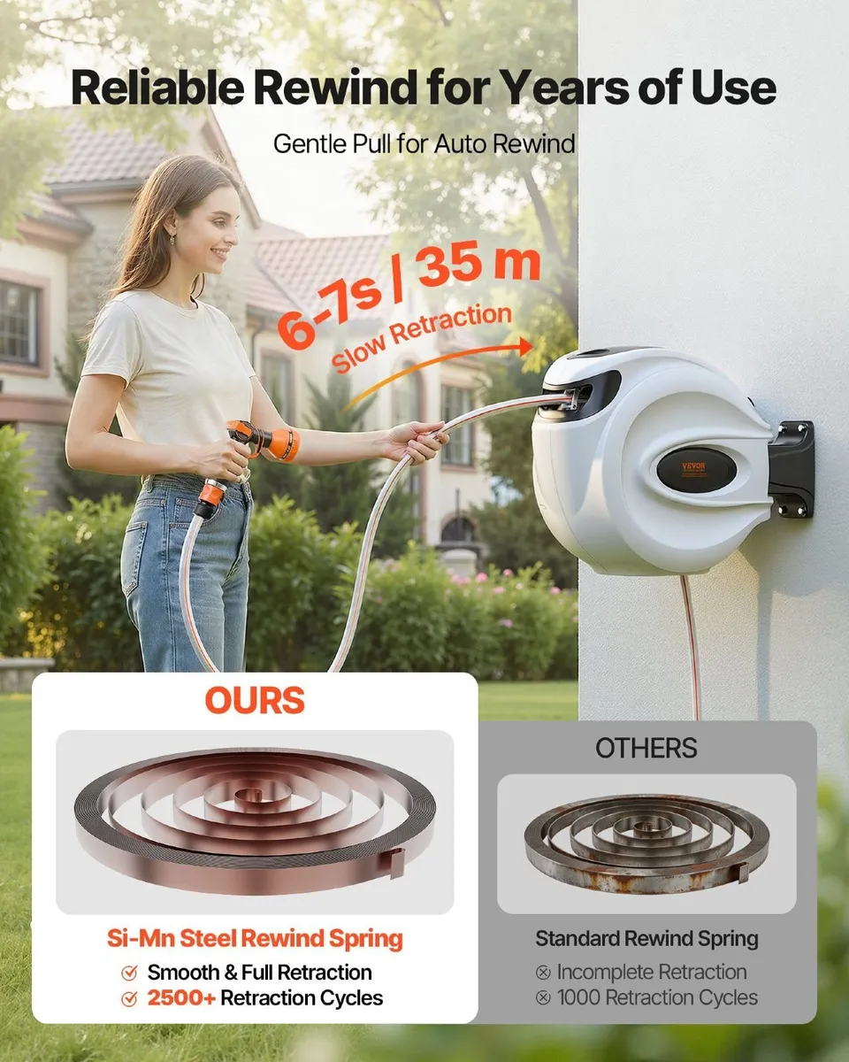 Retractable Garden Hose Reel 35m Wall Mount - Image 3
