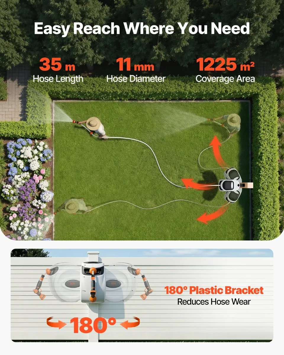 Retractable Garden Hose Reel 35m Wall Mount - Image 4