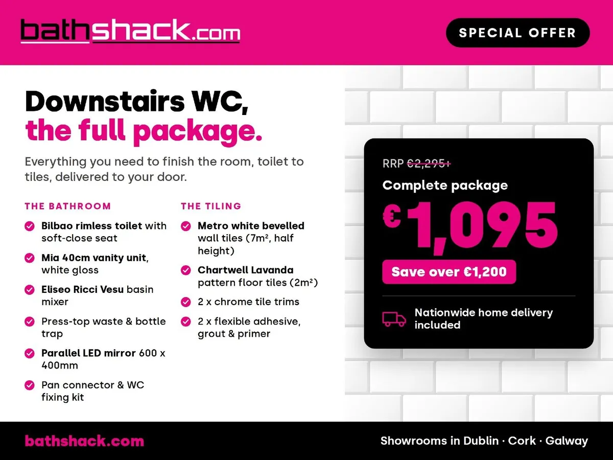 Bathshack Complete Downstairs WC Package inc Tiles - Image 1