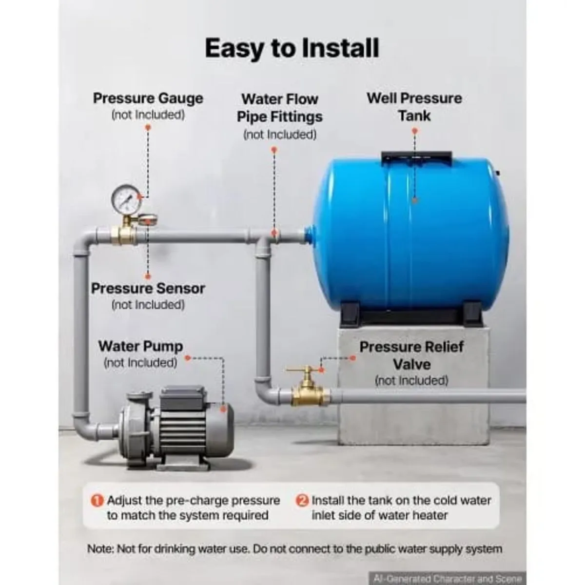 63.7L Horizontal Well Pressure Tank, Pre-Charged P - Image 3