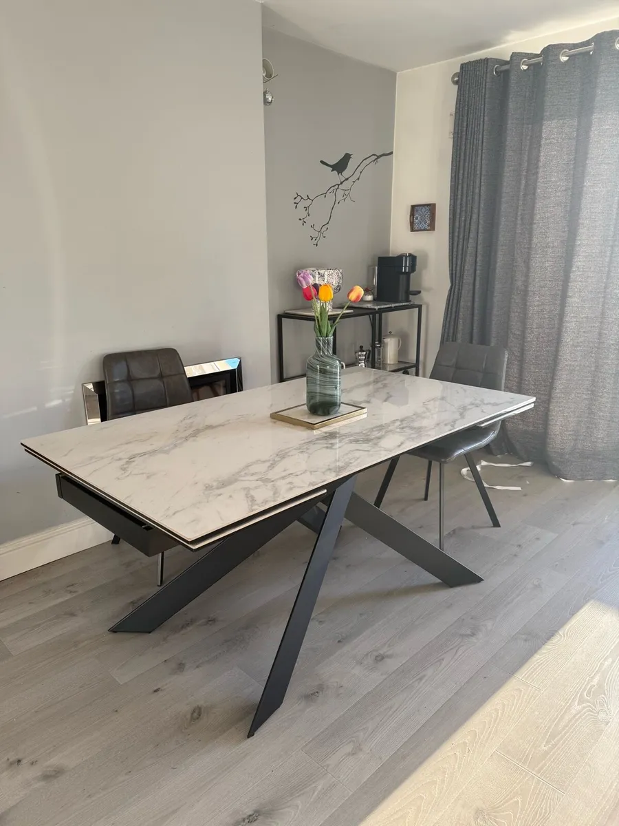 Extendable Dining Table + Chairs For Sale - Image 1