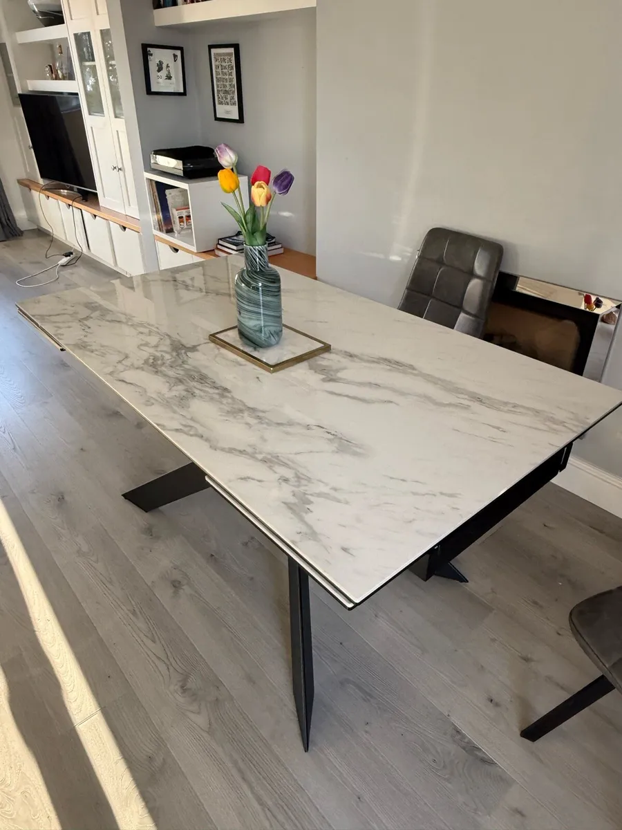 Extendable Dining Table + Chairs For Sale - Image 2