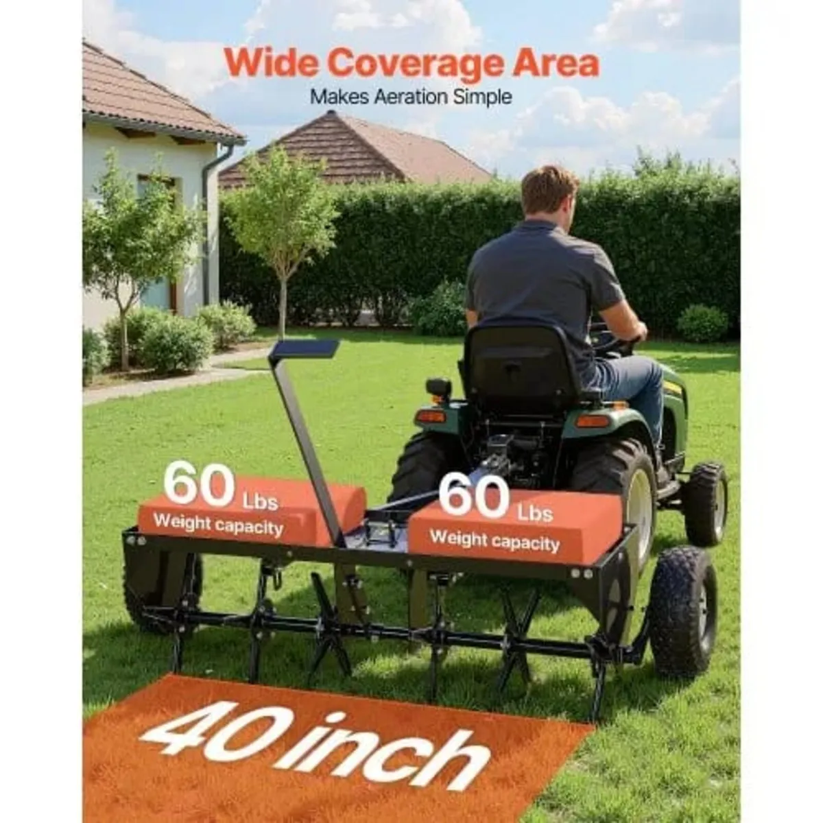 Tow Behind Plug Aerator, 40 in Lawn Core Aerator T - Image 3