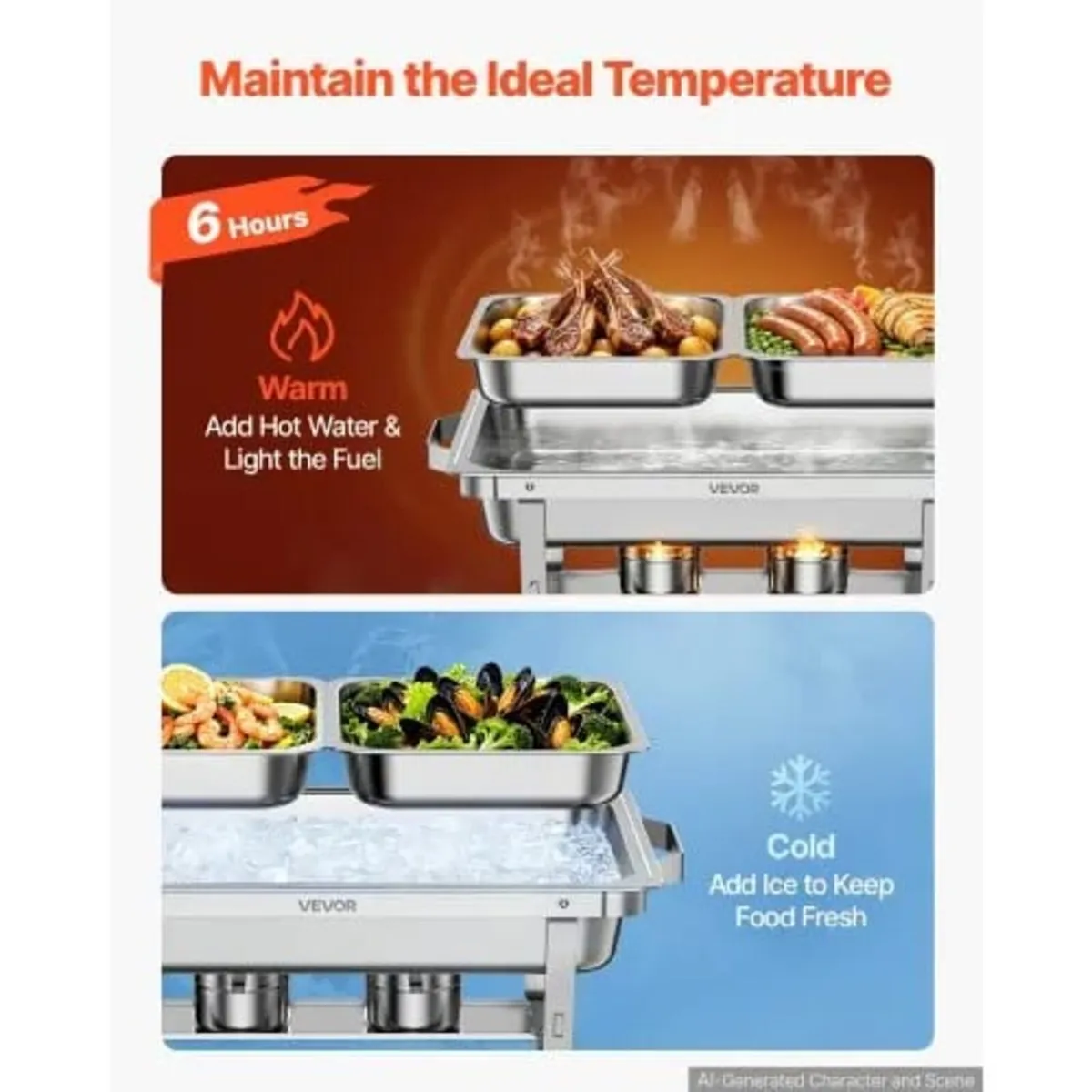 4 Packs Chafing Dishes for Buffet Set, 8.5L Stainl - Image 3