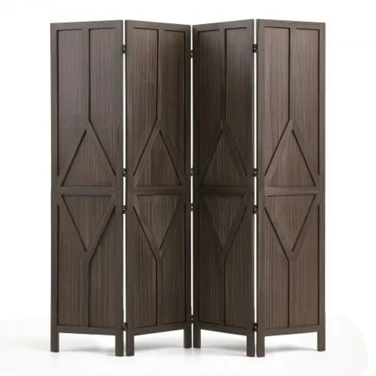 Wood Room Divider 4 Panels Wood Folding Privacy Sc - Image 1