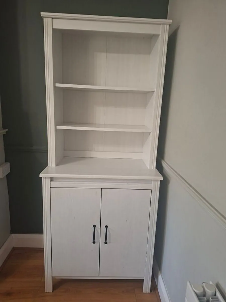 White wooden dresser with shelving - Image 1