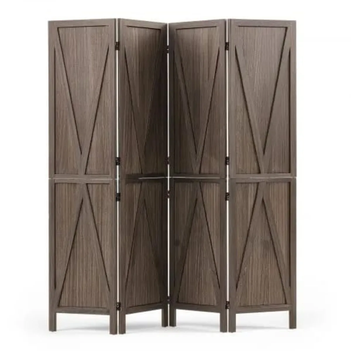 Wood Room Divider 4 Panels Wood Folding Privacy Sc - Image 1