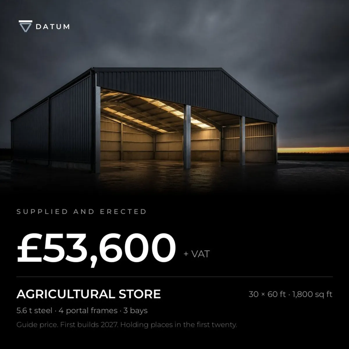 30 x 60 Steel Shed - erected - £53,600 + VAT