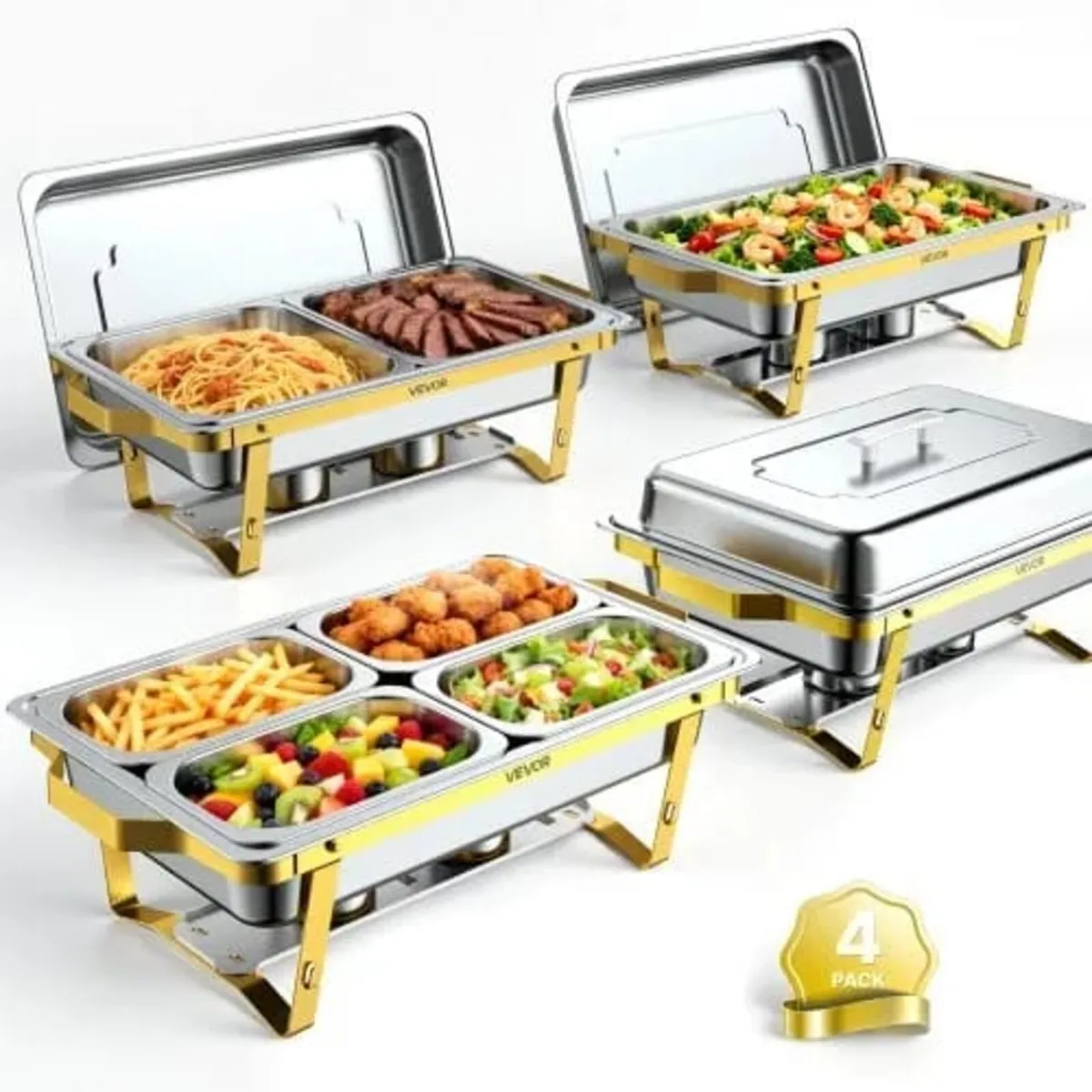 4 Packs Chafing Dishes for Buffet Set, 8.5L Stainl - Image 1
