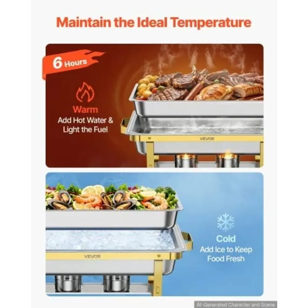 4 Packs Chafing Dishes for Buffet Set, 8.5L Stainl - Image 3