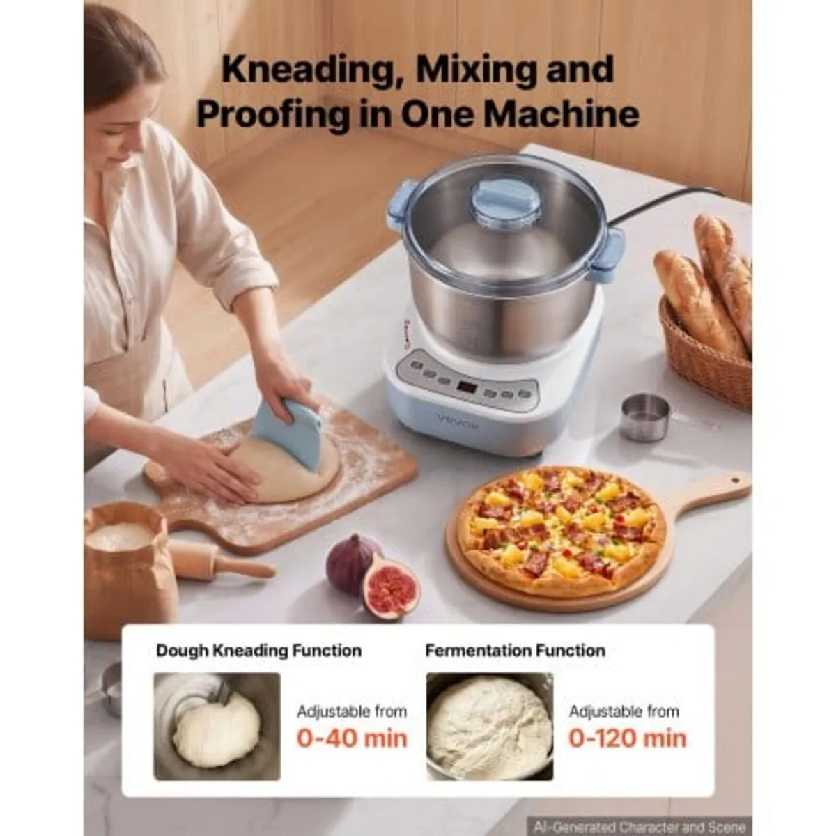 Dough Mixer 6.5L Electric Dough Food Maker with Fe - Image 3