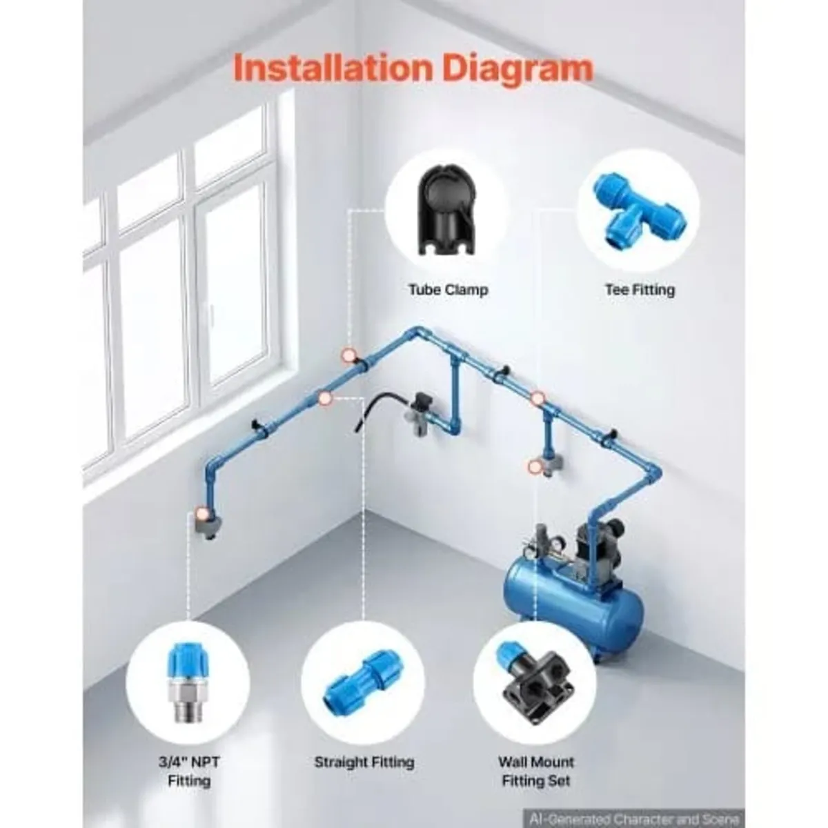 Air Compressor Line Piping Kit, Total 71.3 m x 17. - Image 4