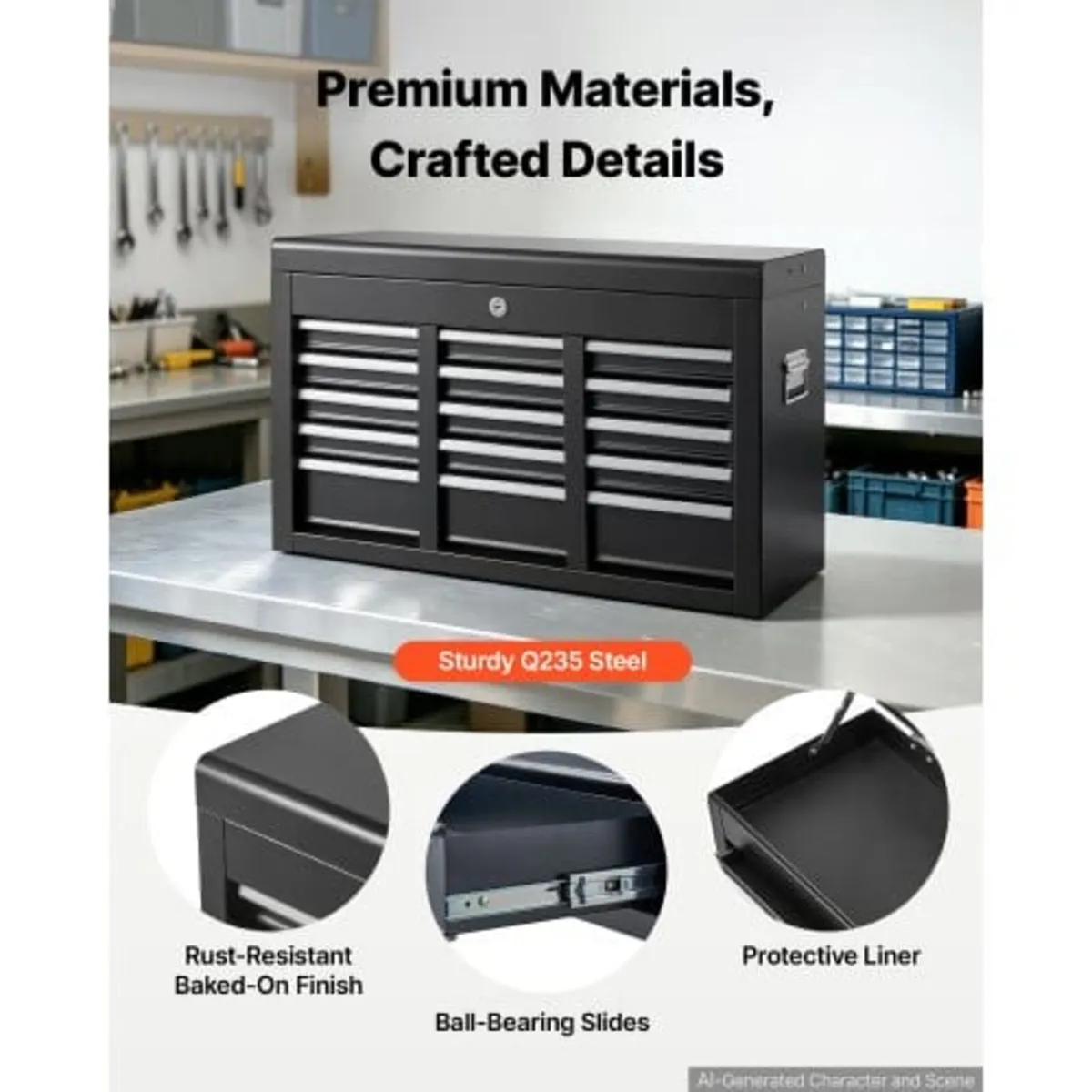 Steel Tool Box 600 mm with 5 Drawers Portable Lock - Image 2