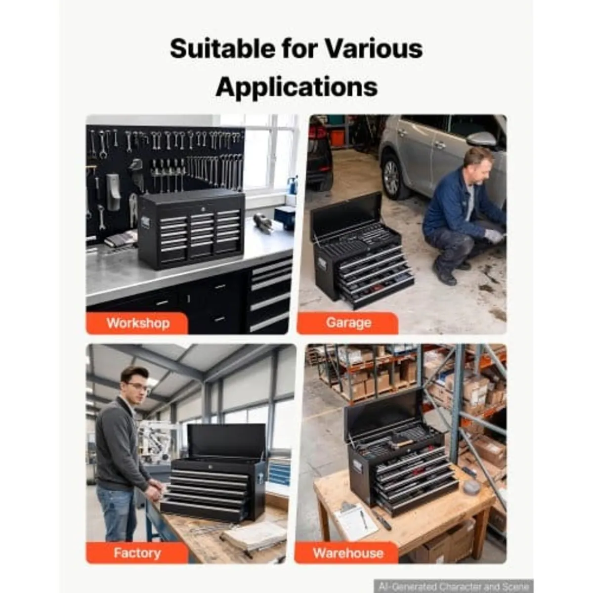 Steel Tool Box 600 mm with 5 Drawers Portable Lock - Image 4