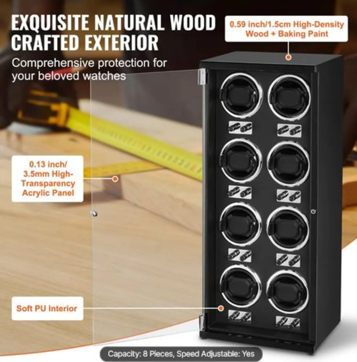 Watch Winder, Watch Winder for 8 Men's and Women's - Image 4