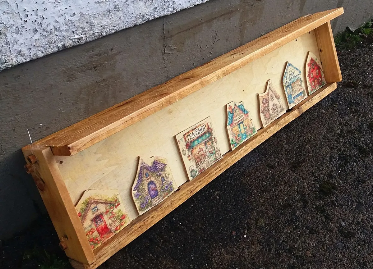 Rustic Whimsical Town Floating Shelf - Image 2