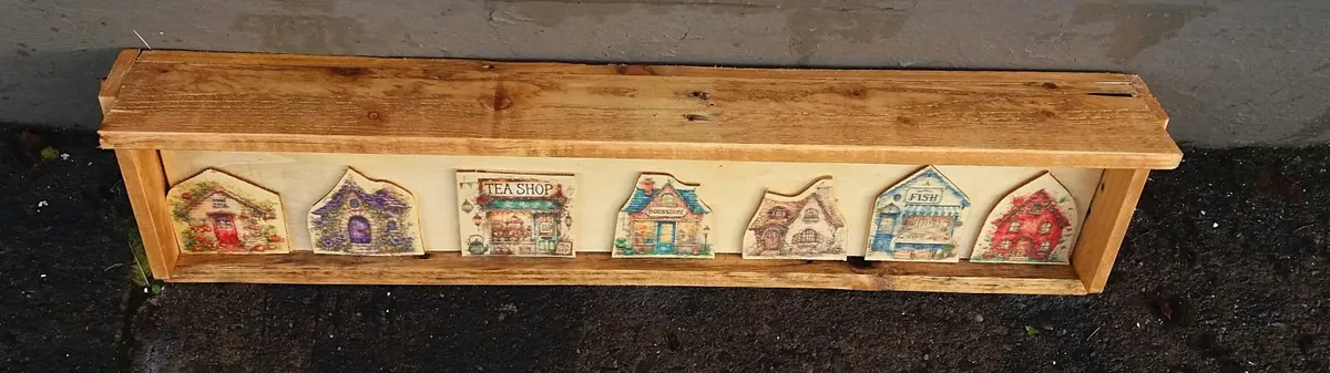 Rustic Whimsical Town Floating Shelf - Image 3