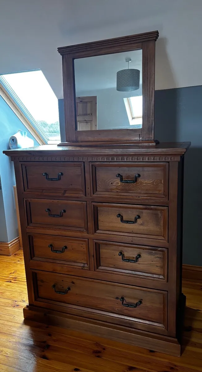 Chest of drawers and matching mirror