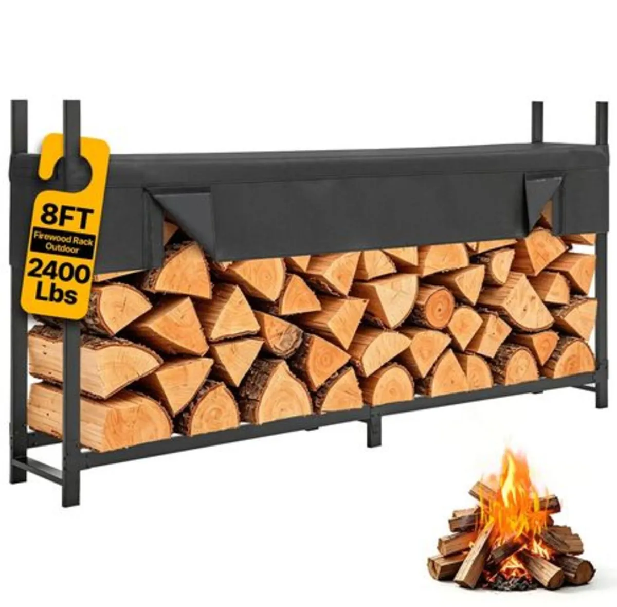 Firewood Rack with Waterproof Cover 2440 mm Outdoo - Image 1