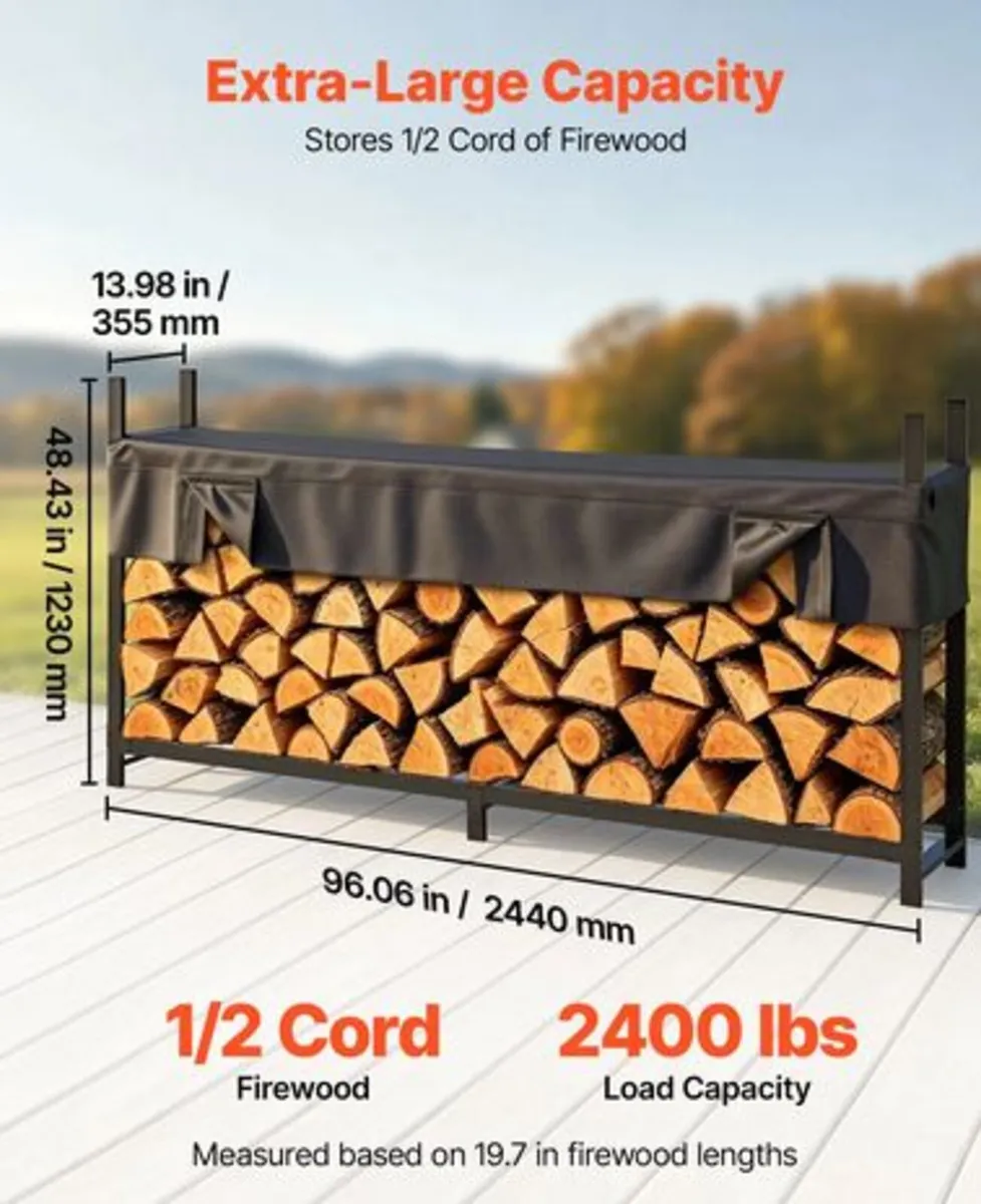 Firewood Rack with Waterproof Cover 2440 mm Outdoo - Image 4