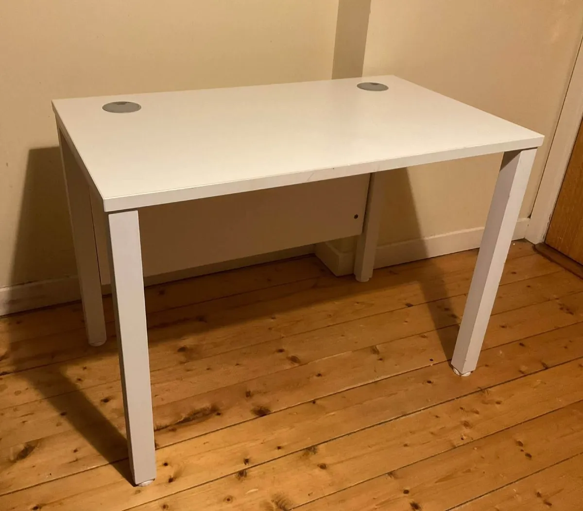 Modern White Solid Wood Desk with Metal Legs - Image 2