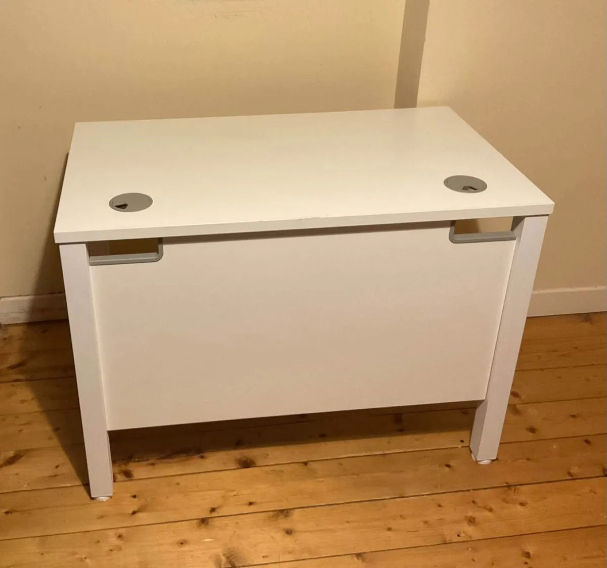 Modern White Solid Wood Desk with Metal Legs - Image 3