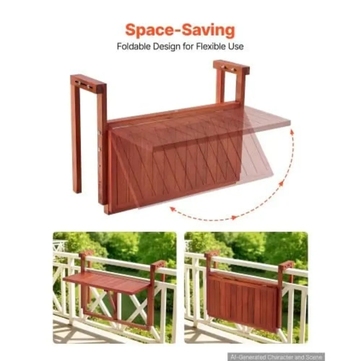 Balcony Hanging Table 560 x 280 mm 27 kg Folding R - Image 3
